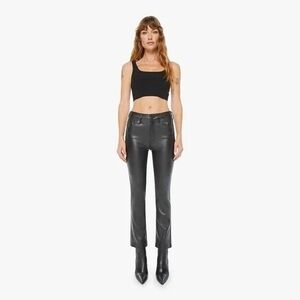 Mother Faux Show The Insider Ankle Cropped Leather Pant Black Size 27